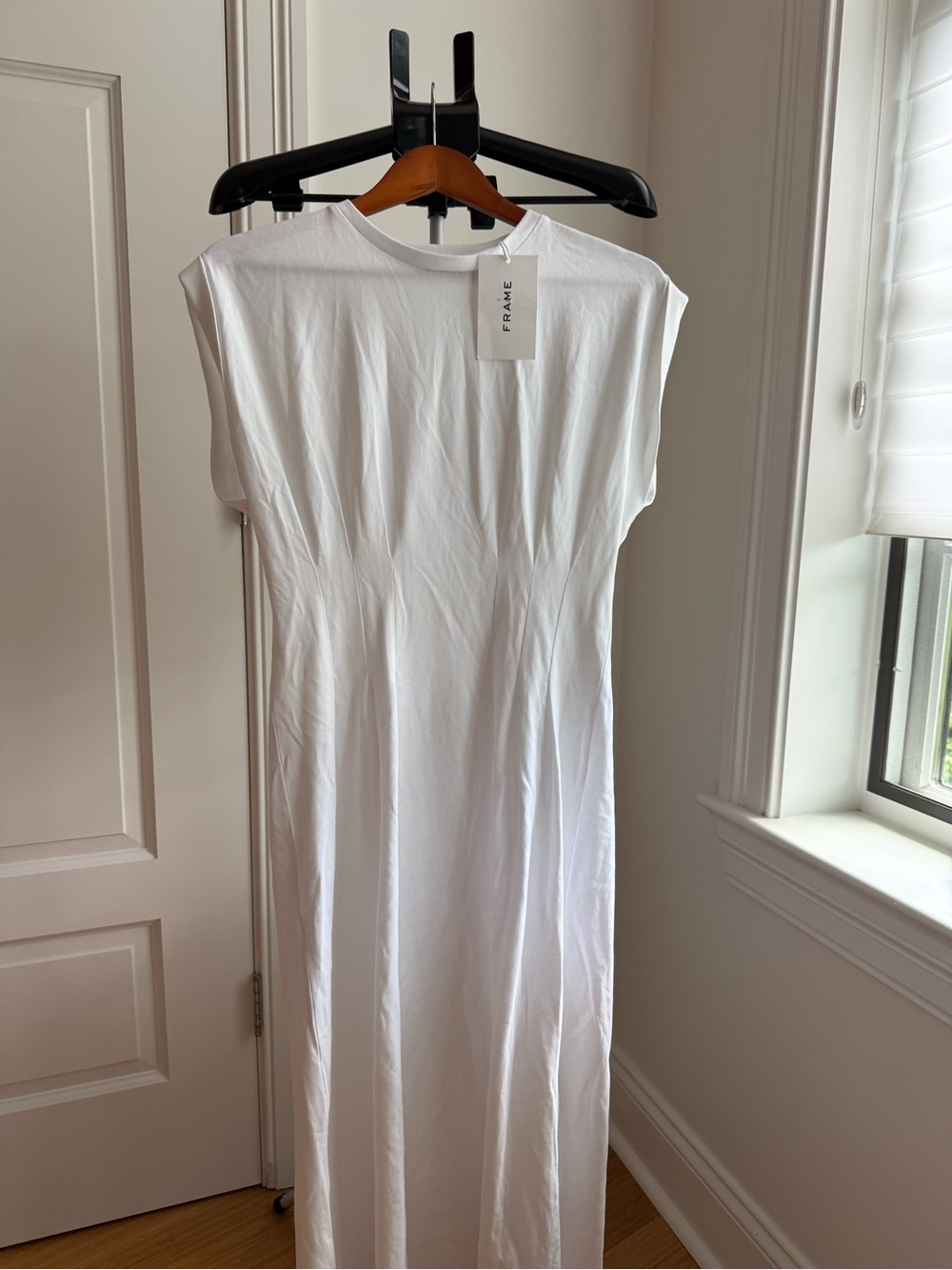 FRAME The Nipped Organic Cotton Jersey Midi Dress